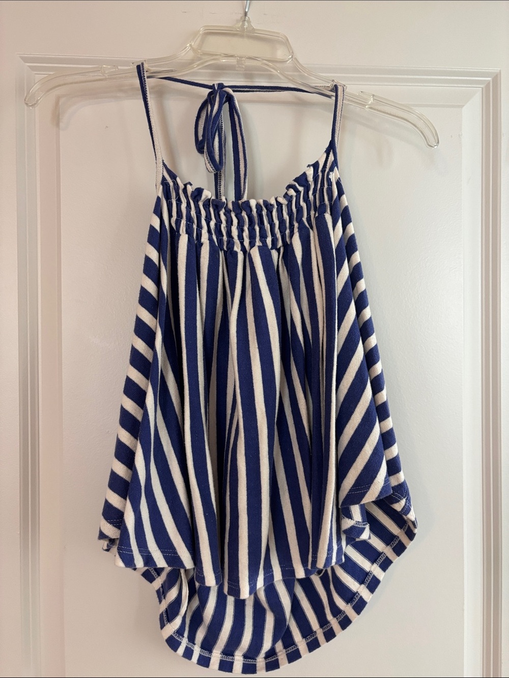 We The Free Blue and White Striped Halter Tank